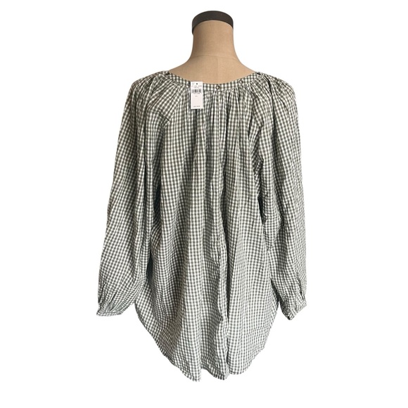 Arie NEW Green & white woven Gingham fairy lightweight women’s top SZ L - Picture 5 of 11